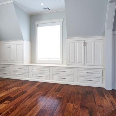 White painted built-in cabinetry
