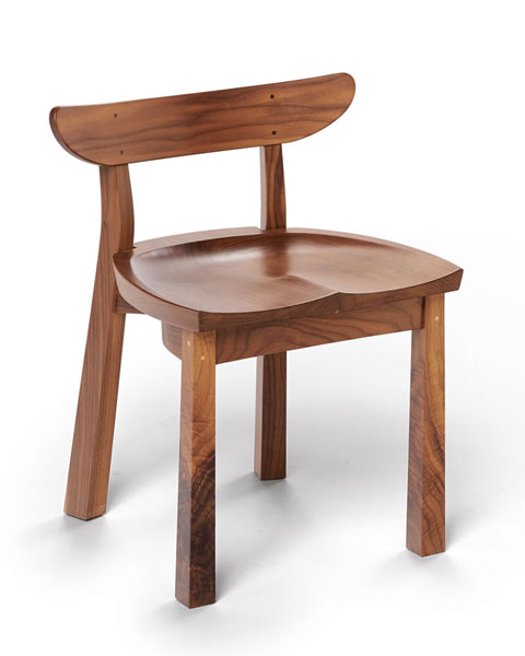 walnut serpentine solid wooden chair