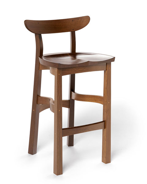 tall walnut serpentine solid wooden stool