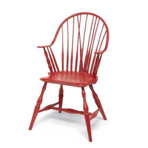 Red Continuous-arm Windsor Chair with brace