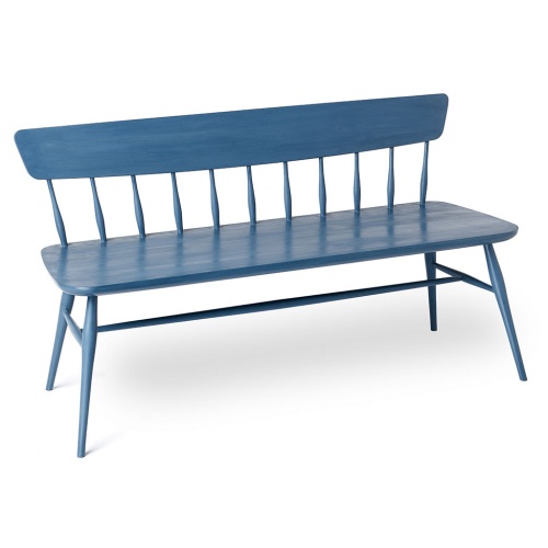 Blue Painted Modern Contemporary Windsor Bench