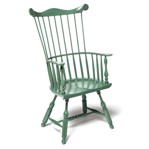 Green Philadelphia style Comb Back Windsor Chair