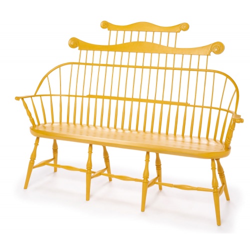 Yellow Double Comb-back Windsor Bench seats three