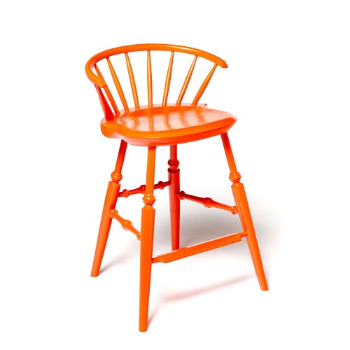 Orange painted Farmhouse Style Windsor Stool