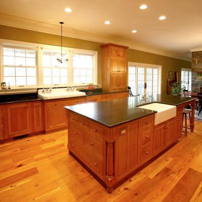 shaker kitchen in cherry with farm house sink