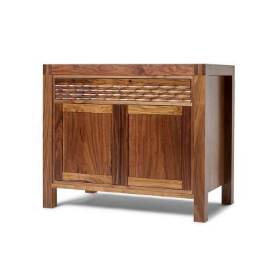 Midcentury modern walnut cabinet with fluted drawer fronts