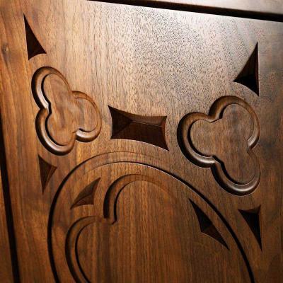 walnut carved panels Gothic style close-up detail