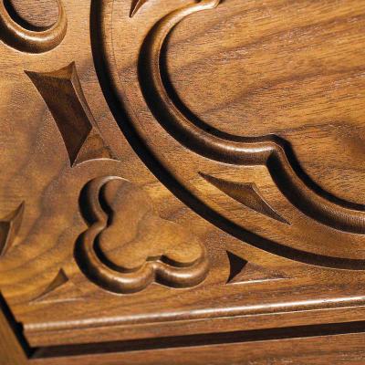 walnut carved panels Gothic style detail